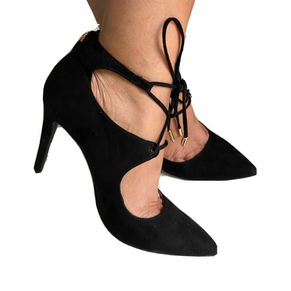 Liz Claiborne Lace Up Suede Black  Heels